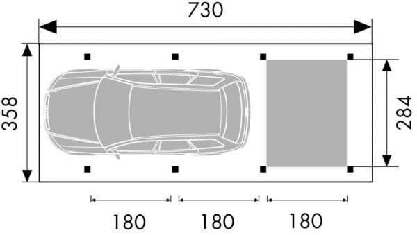 Alpholz Einzelcarport Malmö aus Holz mit Dacheindeckung 26,1 m², Unterstand für Auto B 358 x T 730 x H 241 cm, Überdachung Komplettbausatz 125 kg/m²
