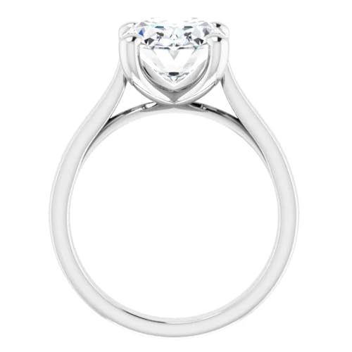 Solitaire Oval Cut Lab Diamond Engagement Ring 3 Carats4