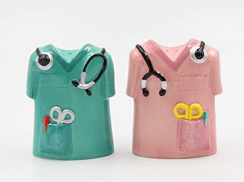Fine Ceramic Healthcare Heroes Nurse Doctor Salt & Pepper Shakers Set, 3-1/2" H