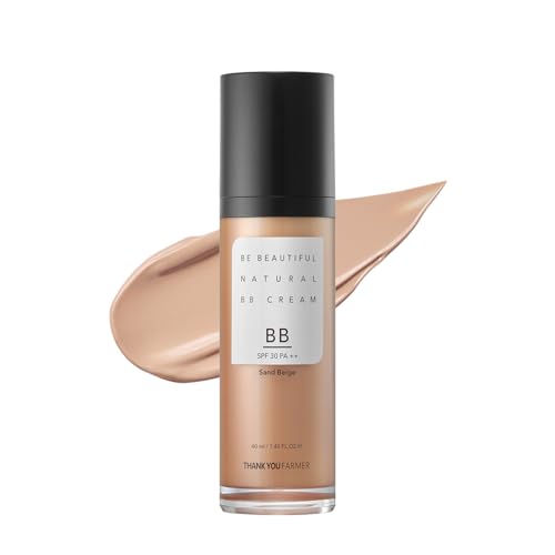 THANKYOU FARMER Be Beautiful Natural BB Cream Sand Beige SPF30 PA++ 40ml - BB Cream Korean Make Up, K Beauty BB Creme, Dermatologist Tested, Lightweight Formula, Getönte Tagescreme, BB Creme