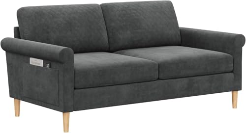 Vesgantti Sofa 2 Sitzer, 164cm Modernes 2er Sofa mit beidseitigen Taschen, Stoff couch mit 2 Kissen und Sitzkissen, Doppelsofa für Wohnzimmer, Schlafzimmer, Büro, Montage ohne Werkzeug 164L*76D*85H cm Vesgantti Sofa 2 Sitzer, 164cm Modernes 2er Sofa mit beidseitigen Taschen, Stoff couch mit 2 Kissen und Sitzkissen, Doppelsofa für Wohnzimmer, Schlafzimmer, Büro, Montage ohne Werkzeug 164L*76D*85H cm