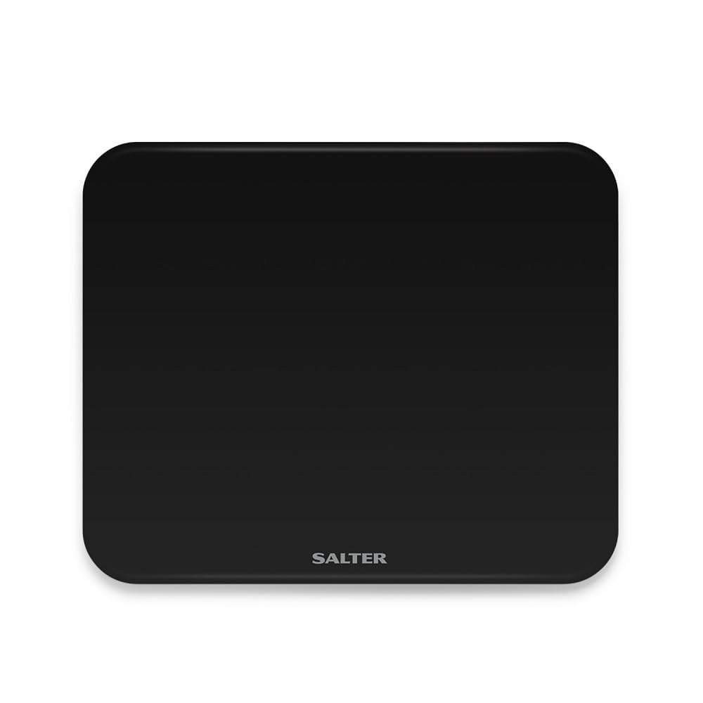Salter 9204 BK3R Bathroom Scale, Premium Compact Phantom Electronic Digital Scales For Body Weight, 180 KG Max Capacity, Hidden Until Lit Display, Toughened Safety Glass, Carpet Feet, KG or LBS, Black