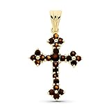 Inmaculada Romero IR Cruz oro 18k mujer 35mm. granate garras