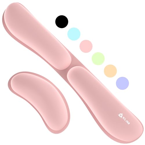 KLIM   Reposamuñecas para Teclado y Ratón   Espuma con Memoria de Gel Suave   Almohadilla para Gaming y Oficina   Alivio del Dolor   Rosa