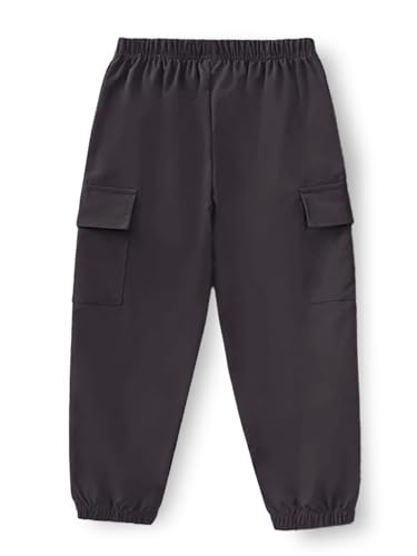 Image of Trampoline Kids Joggers Trackpants Pack of 2 - Charcoal Grey & Grey | Knit Cotton Blend Cargo Style Pants for Boys & Girls | Soft Elastic Waist Track Bottoms with Pockets | Comfy Everyday Activewear