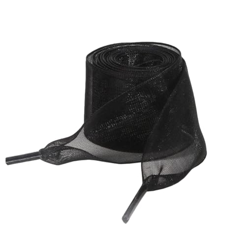 BupiMufi Cordones de 4 cm de ancho, de organza, tul, gasa, cintas de raso para mujer, 120-140 cm, Negro , 140