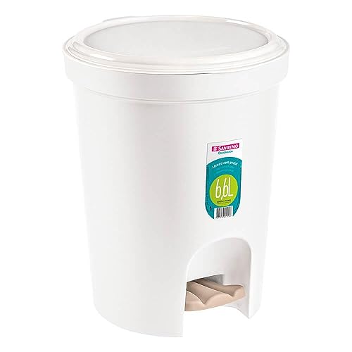 Lixeira Redonda com Pedal Sanremo Branco Plástico