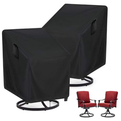 Rilime Outdoor Swivel Lounge Chair Cover, 2 Pack 420D Patio Chair Covers Waterproof Heavy Duty Furniture Cover for Outdoor Furniture Swivel Lounge Chair, 77 x 87 x 97cm