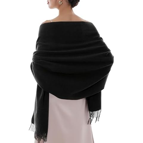 RIIQIICHY Scarfs for Women Winter Black Pashmina Shawls and Wraps for Evening Dresses Warm Large Scarves Wedding Shawl Cover