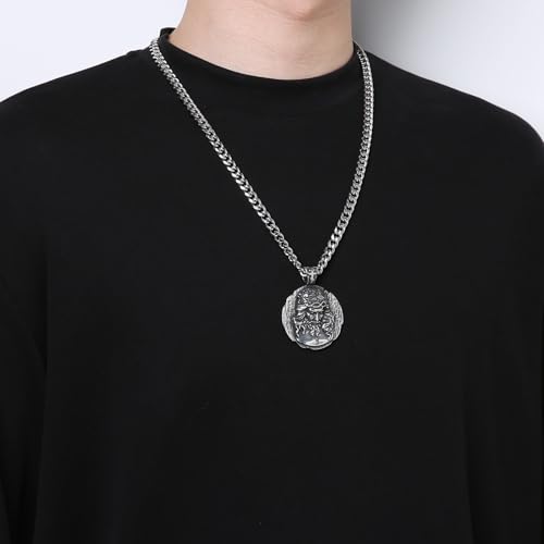 HZMAN Jesus Pendant Necklace for Men Retro Stainless Steel Medal Pendant Necklace Amulet Jewelry Gift2
