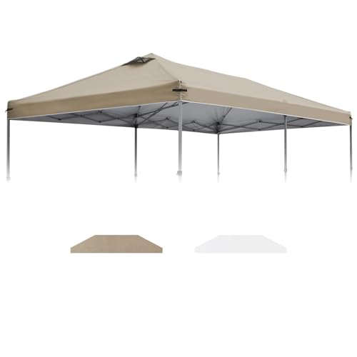 10x20 Canopy Replacement Top Cover with Air Vents for Pop up Canopy Gazebo Tent, with Adjustable Strap, Waterproof & Anti-UV for Outdoor Shade (Frame Not Included) (Tan)