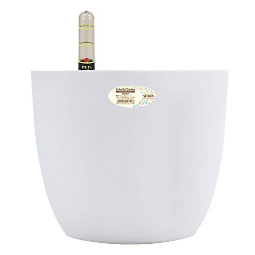 Sungmor - Pot de Fleurs Couleur & Eacute; Auto-arrosant, en Plastique Solide de qualité & Eacute; supérieure, Arrondi, avec Compteur d'eau - Pot de Fleurs d'int & Rieur, Plastique Cover