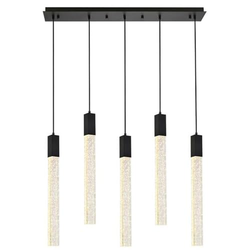Pemberly Row Contemporary 5-Lights Metal and Crystal Pendant in Black