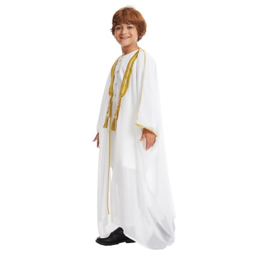 Caftan garçon brodé en mousseline tenue de prière ramadan