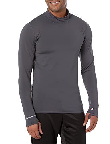 Champion Cold Weather Mock Neck Tee, Men’s Long Sleeve Shirt, Stealth-586494, Small #TOP19