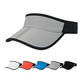HH HOFNEN Sports Sun Visor Hats Men Women Foldable Brim Lightweight Packable Adjustable Visor Caps Running Golf Tennis Gray