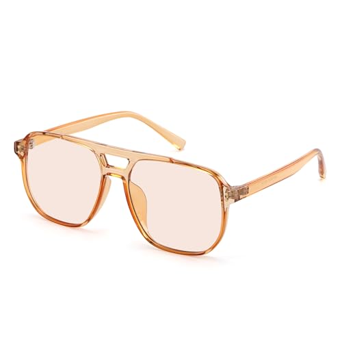 Murddoa Rose Tinted FL-41 Migraine Glasses for Light Sensitivity and Photophobia Indoor/Outdoor Fluorescent LED Eyewear (25% Tinted Champagne Frame)