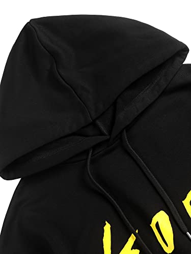 Zaful Men's Drawstring Hooded Sweatshirt Unisex Long Sleeve Graphic Print Hoodies Sweatshirts Casual Pullover(Medium,Black) #TOP2