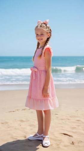 Girl Summer Dress Polka Dot Casual A-line Flutter Ruffle Sleeve Double Layer Flowy Dress 5-13 Years3