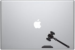 Gavel Hammer of Court Judge Auctioneer Law Authority - 5 inch Black Vinyl Decal Sticker for Cars, Laptops, Trucks, and Glass