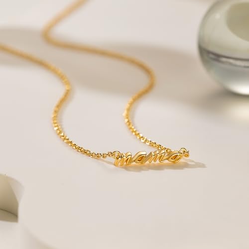 Gold Pendant Necklaces for Women 14K Gold Necklaces for Women Letter Necklace Simple Strong and Full of Love Charm Mama Pendant Necklace for Mom With Adjustable Length (16-18) Inches3