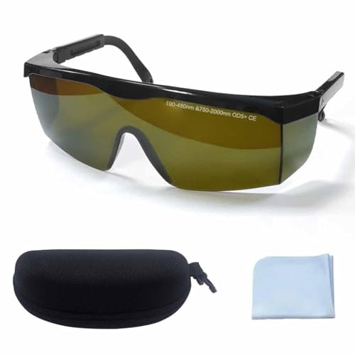 Image of Serplex Laser Safety Glasses, IPL 190-480nm / 750-2000nm Laser Goggles IPL Eye Protection Goggles For Beauty Machine, Electric Hair Remover, With Wipe Cloth & Glasses Box, Green