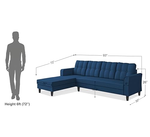 Image of Adorn India Maddox Tufted L Shape 6 Seater Sofa Set Lhs (Blue) (3 Year Warranty)
