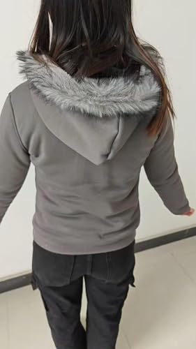 Y2k Zip up Hoodie Fur Jacket Emo Grunge Crop Winter Coats Teen 2000s Vintage Clothes Women Streetwear4