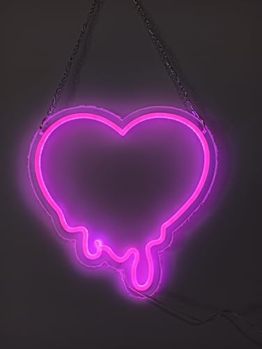 Image of 14 inch Pink Love Make My Heart Melt Custom Design Decorated Acrylic Panel Handmade Man Cave Led Neon Sign Light Handmade LED Neon Tubing Signs