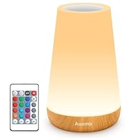 Auxmir Night Light, LED Touch Bedside Table Lamp, Remote Control Dimmable Light with RGB Color Changing, USB Rechargeable, Portable Lamp for Children, Kids, Bedroom, Living Room, Camping