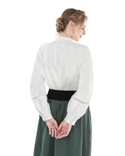 Nuoqi Victorian Blouse for Women Cotton Renaissance Shirt Long Sleeve Vintage Top4