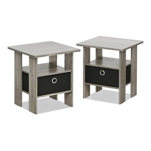 Furinno Andrey, Table de Chevet, Bois, Taille Unique, Gris Chêne Français, Paquet de 2