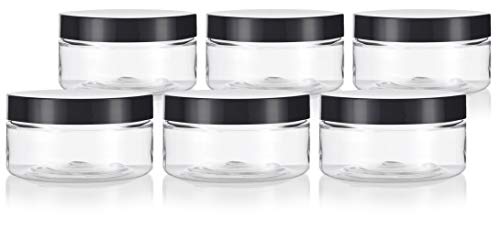 Clear PET Plastic (BPA Free) Refillable Low Profile Jar - 8 oz (6 pack) + Spatulas and Labels Clear PET Plastic (BPA Free) Refillable Low Profile Jar - 8 oz (6 pack) + Spatulas and Labels