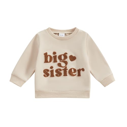 Ayalinggo Big Sister Sweatshirt Toddler Big Sis Little Sis Matching Outfits Long Sleeve Embroidery Sweatshirt Clothes Embroidery Big SIS 12-18 Months