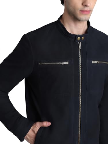 Image of JACK & JONES Men's Leather Standard Length A-Line Coat