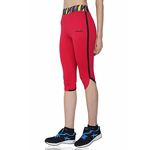 Image of Vector X Polyester Relaxed Regular Fit Capri Activewear for Women (Black)