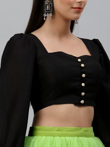 Image of studio rasa Chroma Button Down Shirt Style Blouse Crop Top for Women Girls Casual Party