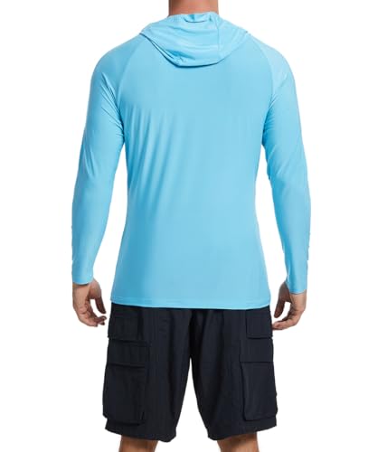 2 Pack Men’s UPF 50+ Fishing Shirts Long Sleeve UV Sun Hoodie Quick-Dry Swim Rash Guard Lightweight Shirt for Outdoor3