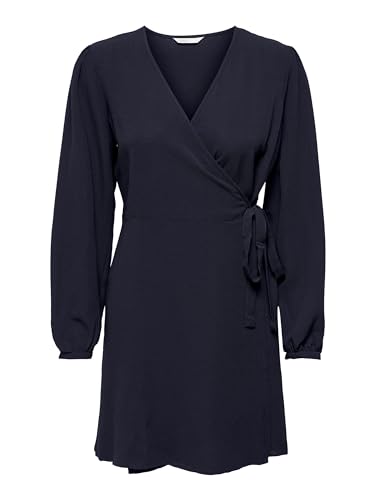 ONLY Damen Kleid ONLNOVA LIFE L/S TIA WRAP DRESS SOL. PTM (DE/NL/SE/PL, Alphanumerisch, XS, Regular, Regular, night sky)