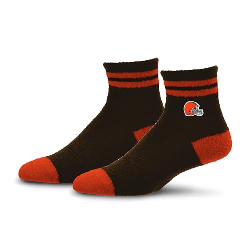 For Bare Feet NFL CLEVELAND BROWNS Cozy Two Stripe Quarter Sock Team Color OSFM