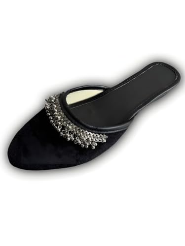 Image of Velvet Casual Comfortable Trending Black Jutti For Women