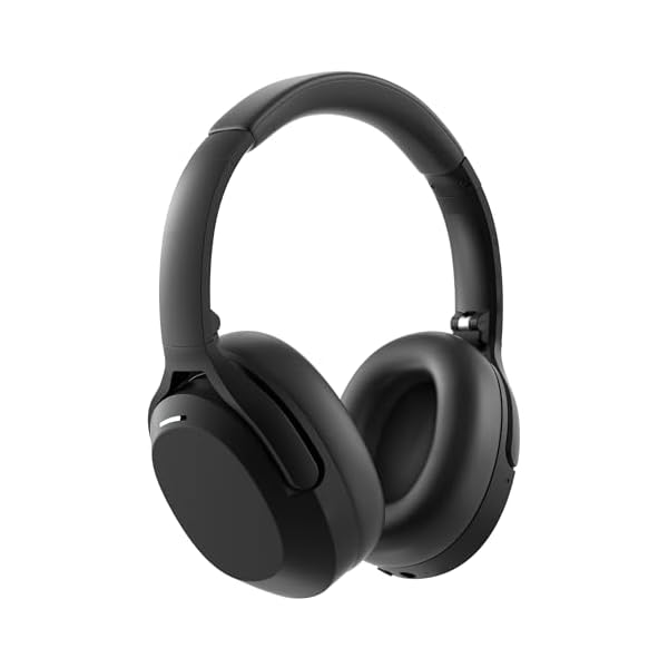 Active Noise Cancelling Headphones, Wireless Bluetooth Over-Ear Headphone with Microphone,120H Playtime, Foldable Overhead Headphones with Deep Bass, Fast Charging for Home Travel Office