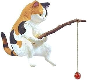 JIzian Cat Fishing Figurine, Cute Cat Statue Decor, Resin Mini Fish Tank Decorations Craft Sculpture for Aquarium Tanks Desk Yard Pond Indoor Outdoor