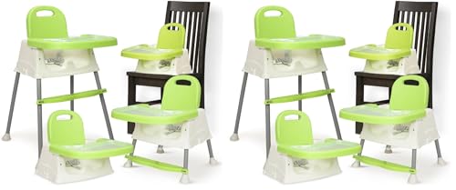 Image of LuvLap 4 in 1 Convertible Baby High Chair with footrest, Convertible to High Chair, Low Chair, & Booster Seat, Essential for Baby Feeding (Green) (Pack of 2)