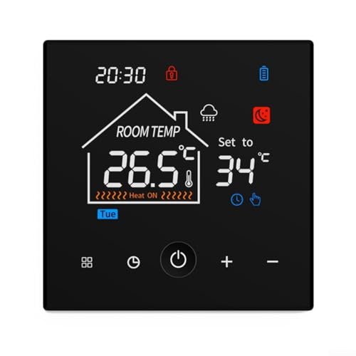 Jotekonoby Termostato LCD programable Digital controlador de temperatura ambiente, termostato digital inteligente montado en la pared pantalla táctil LCD, con programación para el hogar