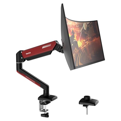 Support pour écran d'ordinateur de 13 à 32 Pouces et jusqu'à 10kg, Rotation à 360°, Inclinaison de +90° à -45°, pivotement à 180°, avec Pince en C et...