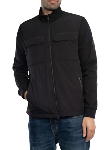Barbour International Ethan Funnel Neck Quilted Sweat Jacket, Black (UK, Alpha, L, Regular, Regular, Black)