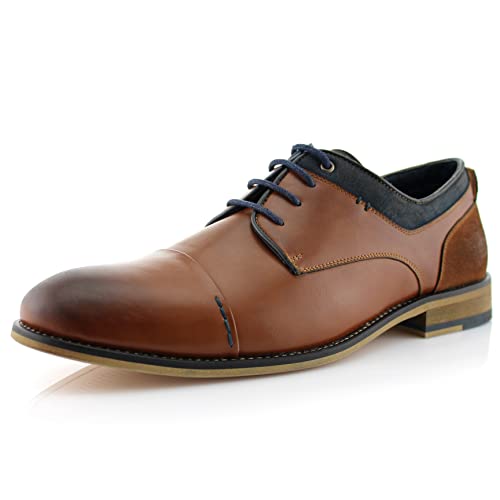 Image of Polar Fox Men's Classic Floral Derby Dress Shoes | Lace-Up Oxford Derby Collection | Derby Fashion Dress Shoes