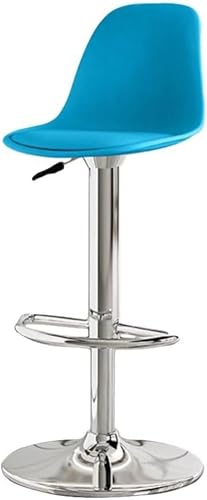 MiluFox カウンターチェア 回転椅子 ハイチェア 昇降椅子 背もたれ付き バースツール ダイニング椅 高さ調節可能 360度回転 足置き PUレザー (ブルー,メッキシャーシ【座面高さ60-80cm】)