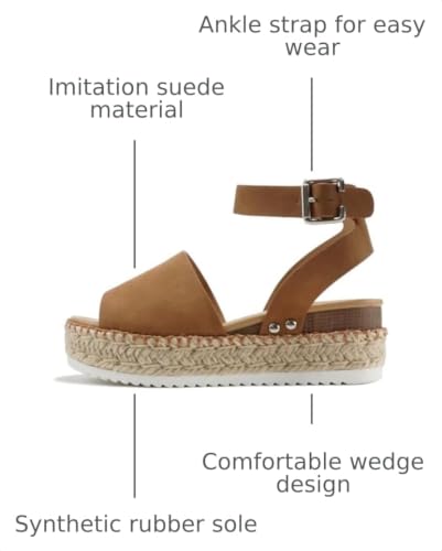 Image of Soda Topic Open Toe Buckle Ankle Strap Espadrilles Flatform Wedge Casual Sandal
